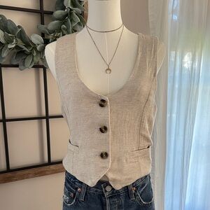 American Eagle Outfitters Beige Button-Front Tank Top